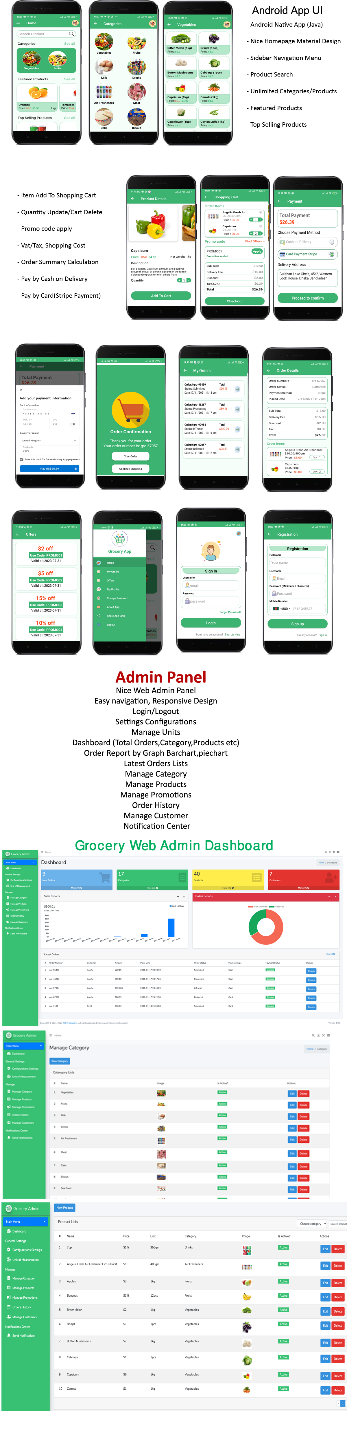 Grocery Andriod App with Admin Panel